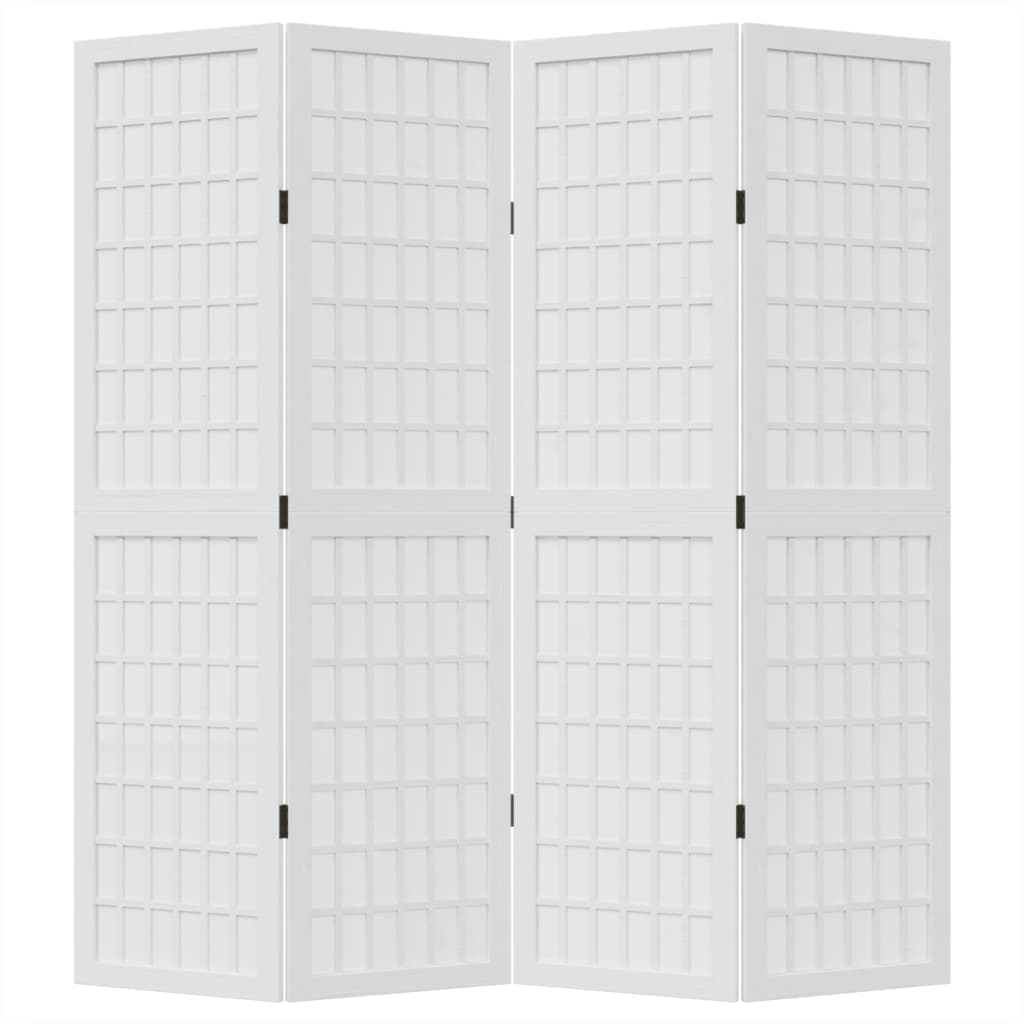 Cloison de séparation 4 panneaux blanc bois de paulownia massif - XIOS