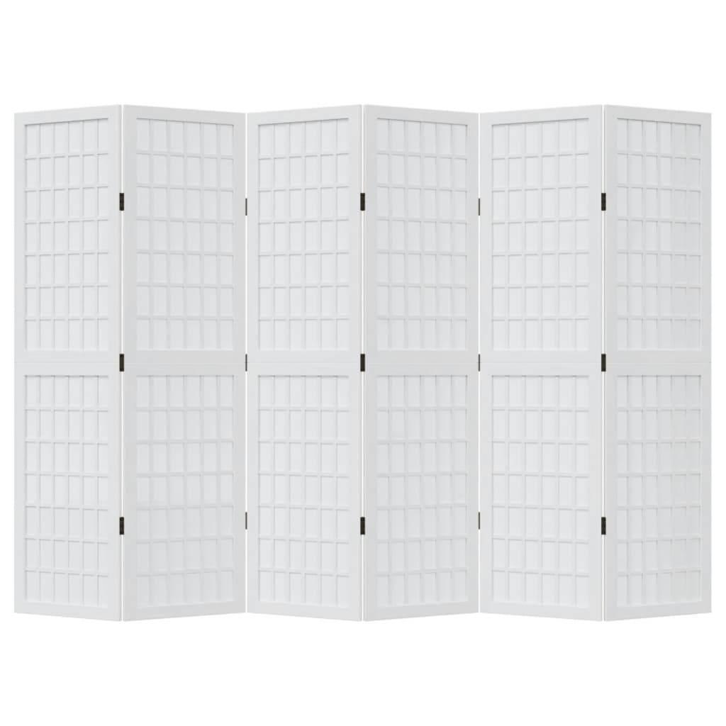 Cloison de séparation 6 panneaux blanc bois de paulownia massif - XIOS
