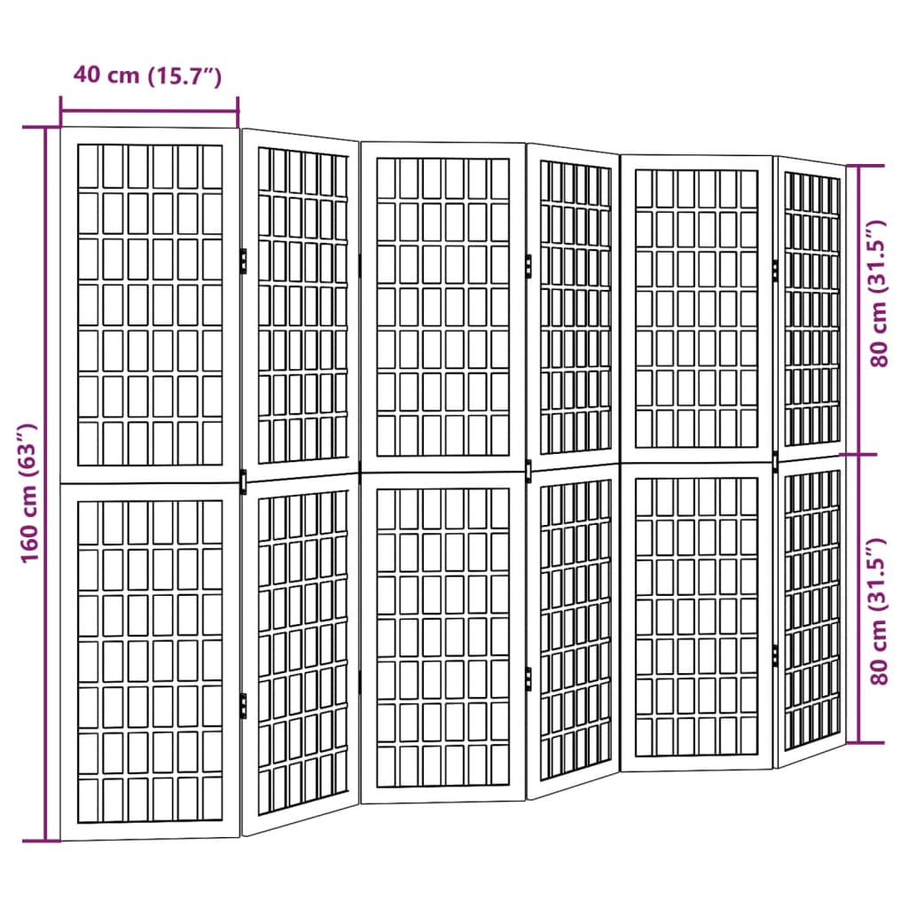 Cloison de séparation 6 panneaux blanc bois de paulownia massif - XIOS