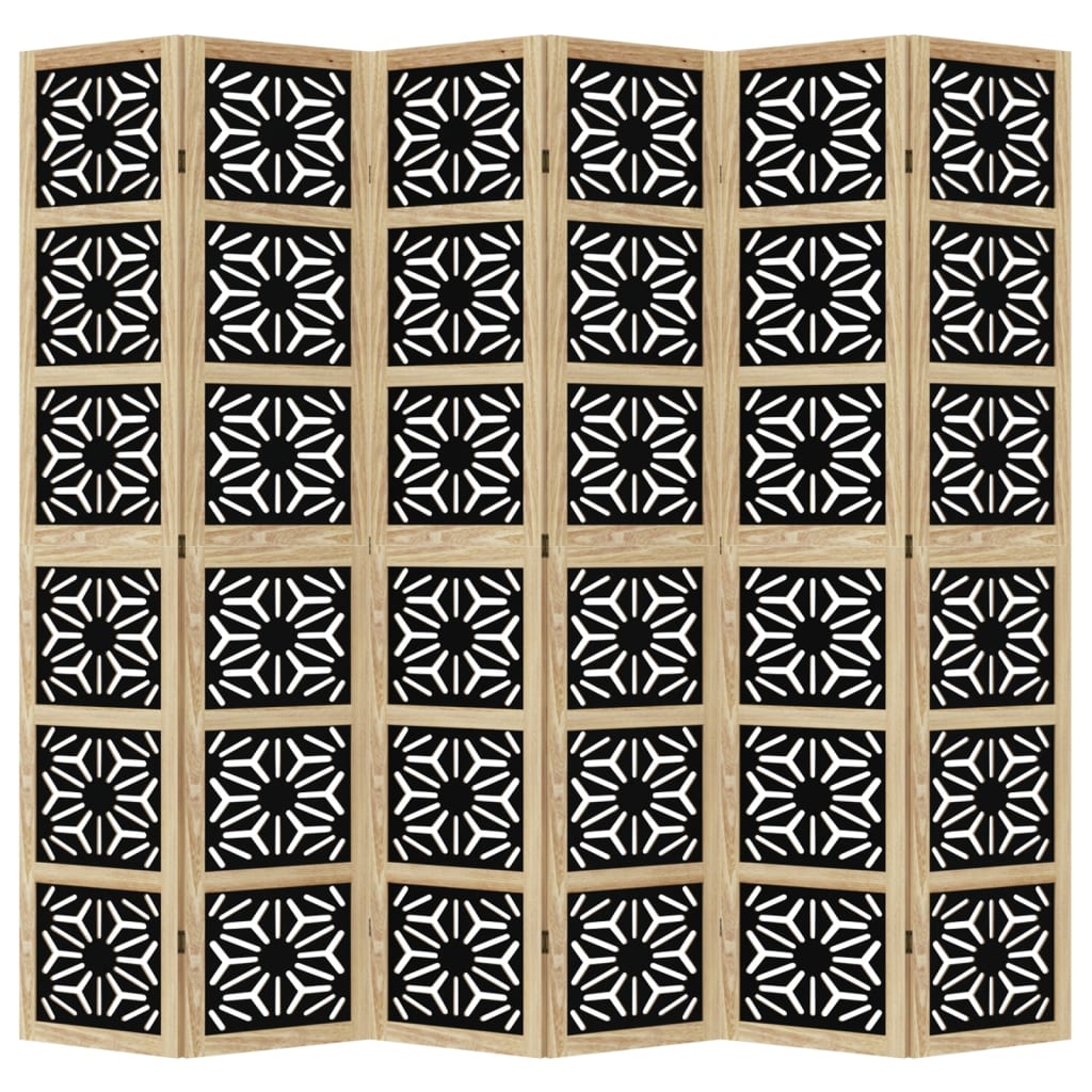 Cloison de séparation 6 panneaux marron noir paulownia massif - XIOS