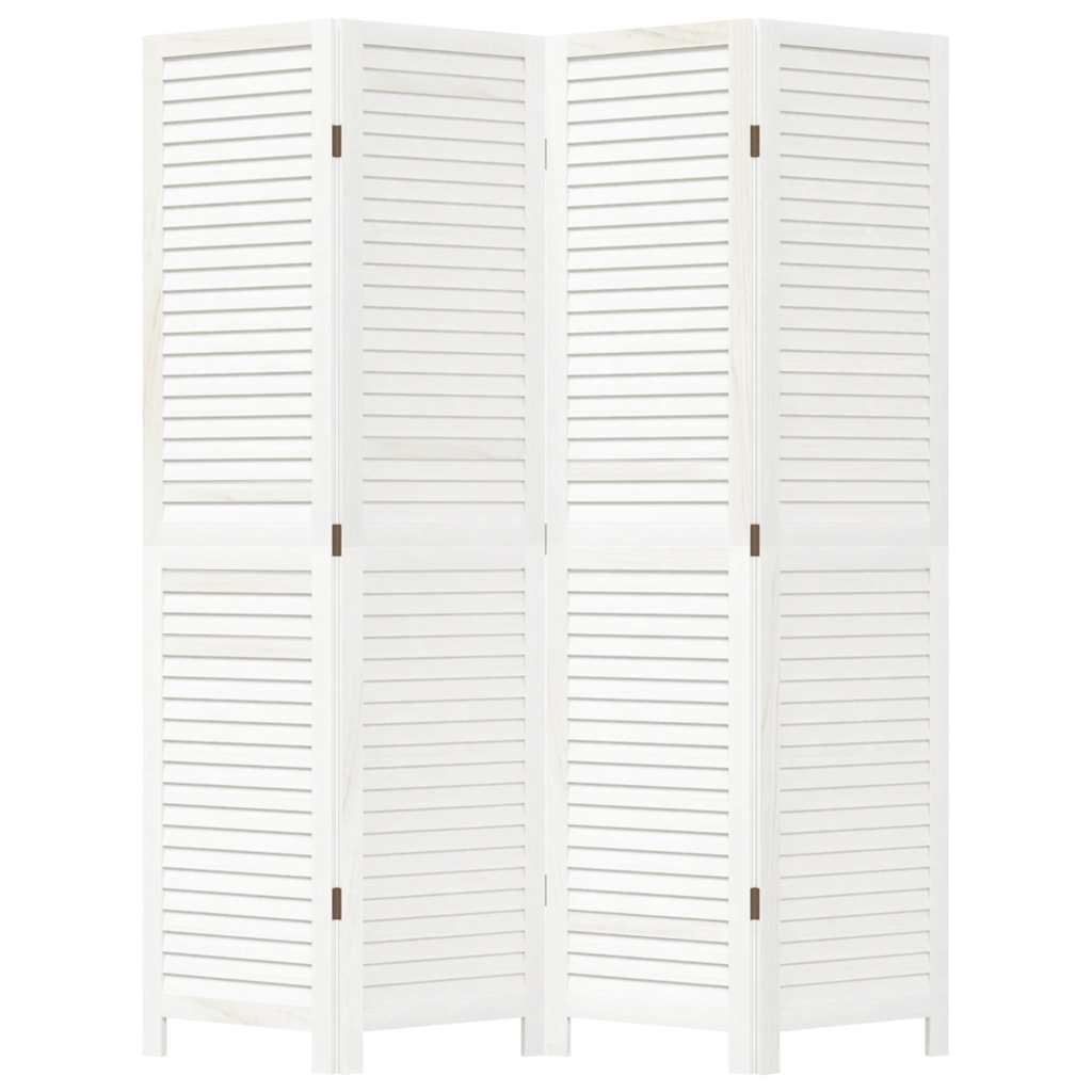 Cloison de séparation 4 panneaux blanc bois de paulownia massif - XIOS