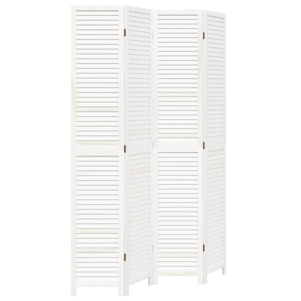 Cloison de séparation 4 panneaux blanc bois de paulownia massif - XIOS