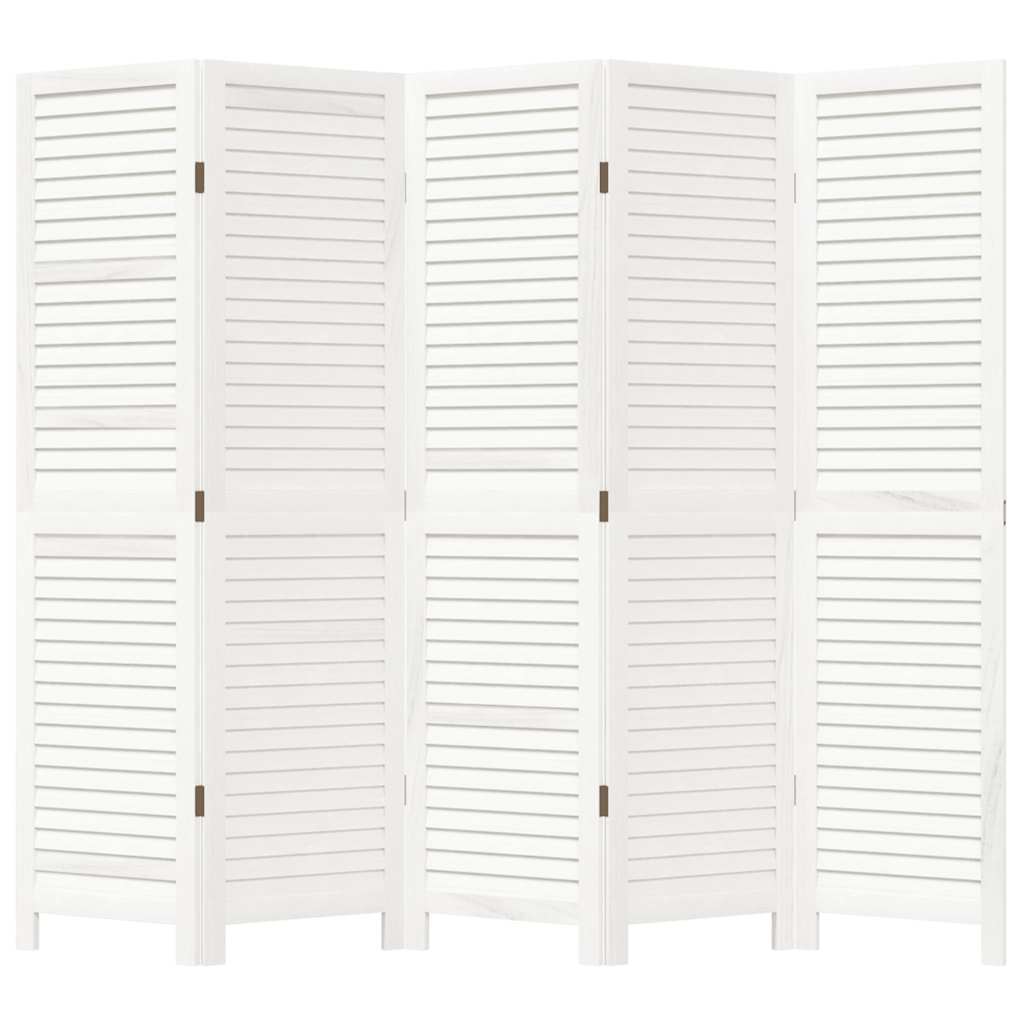 Cloison de séparation 5 panneaux blanc bois de paulownia massif - XIOS