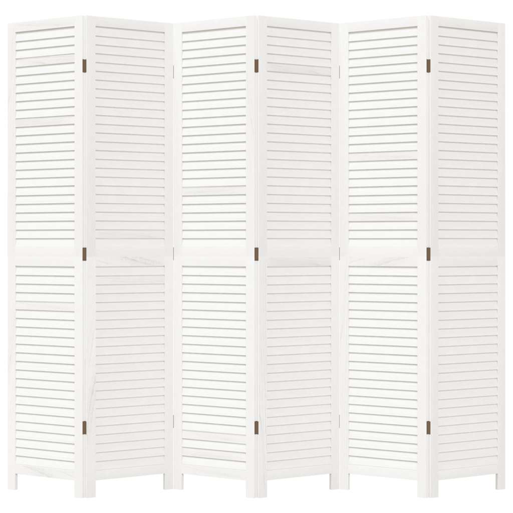 Cloison de séparation 6 panneaux blanc bois de paulownia massif - XIOS