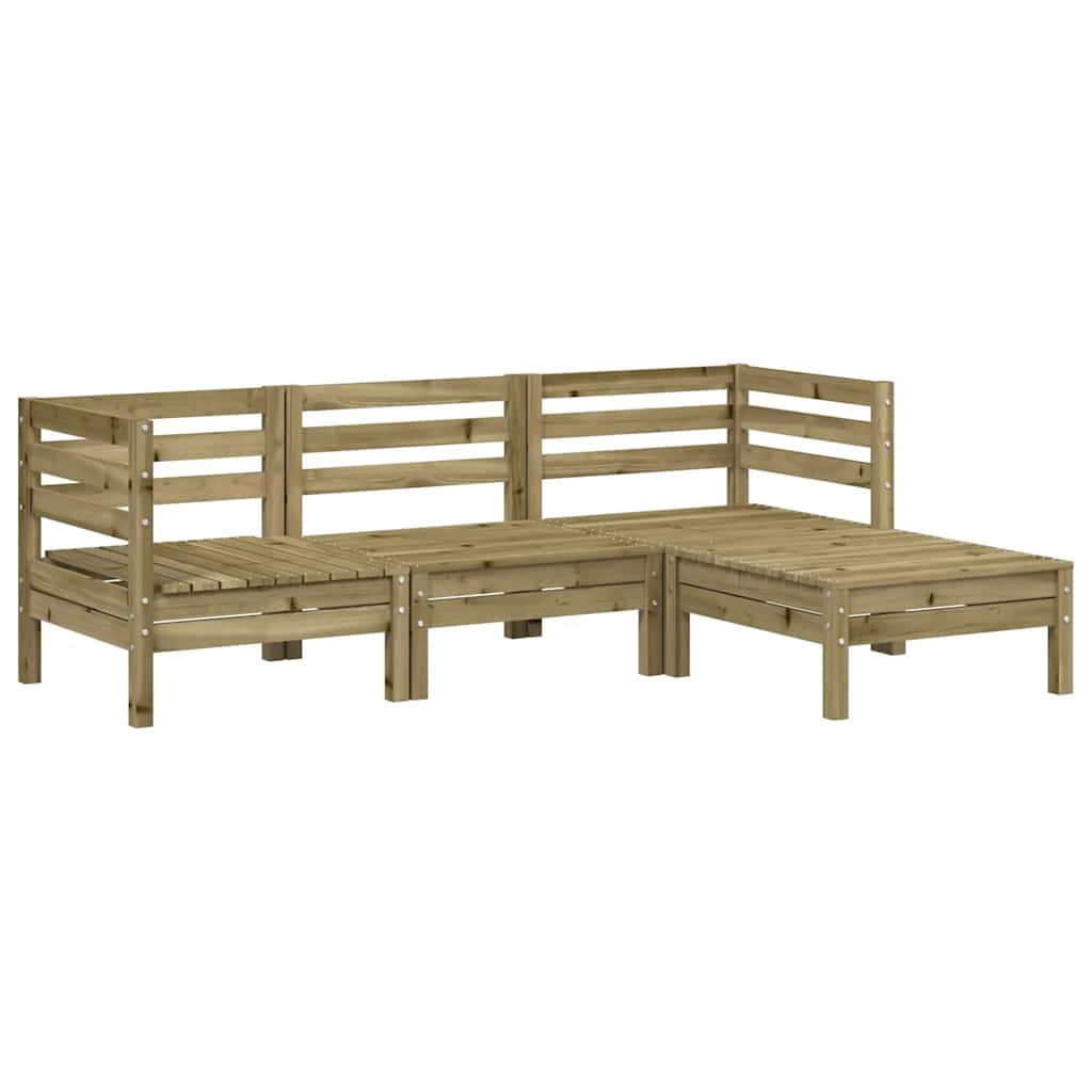 Canapé de jardin 3 places avec repose-pieds bois pin imprégné - XIOS