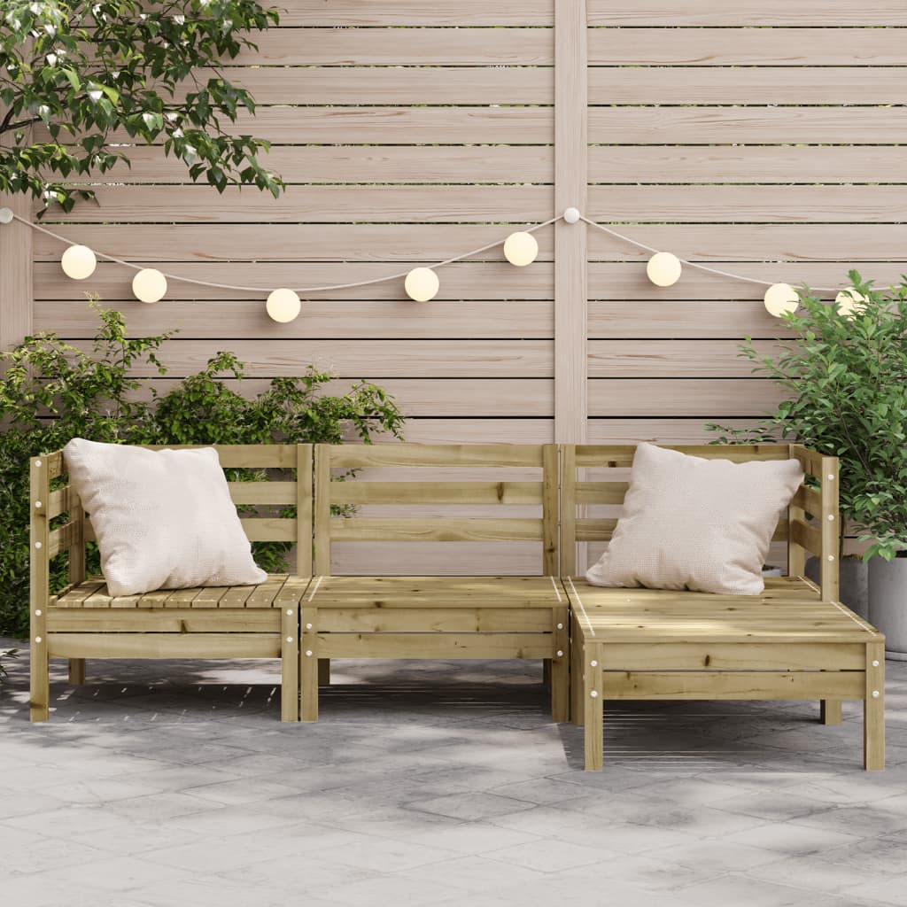 Canapé de jardin 3 places avec repose-pieds bois pin imprégné - XIOS