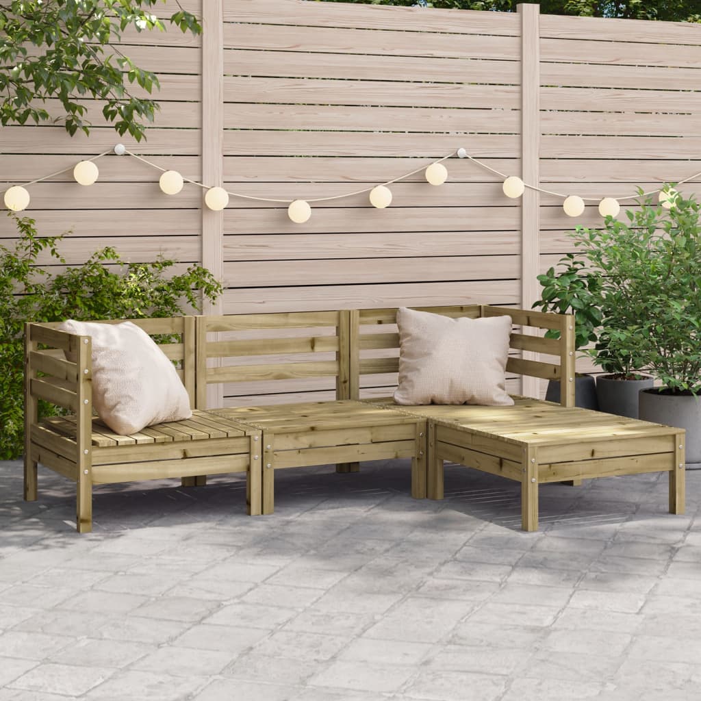 Canapé de jardin 3 places avec repose-pieds bois pin imprégné - XIOS