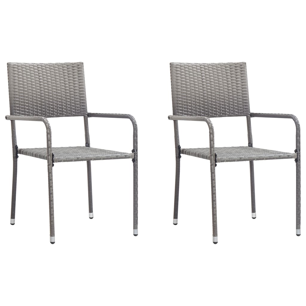 Ensemble à manger de jardin 3pcs gris/noir résine tressée/acier