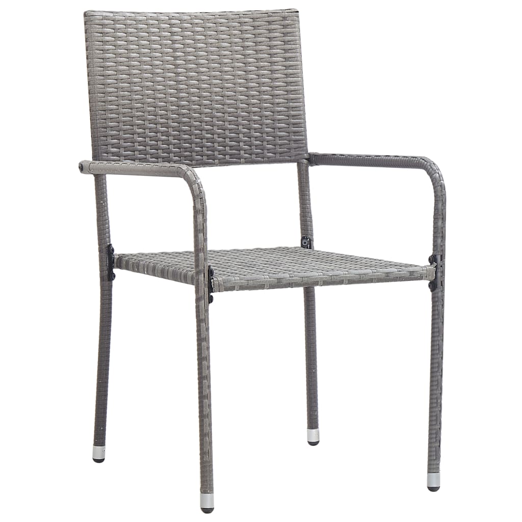 Ensemble à manger de jardin 3pcs gris/noir résine tressée/acier