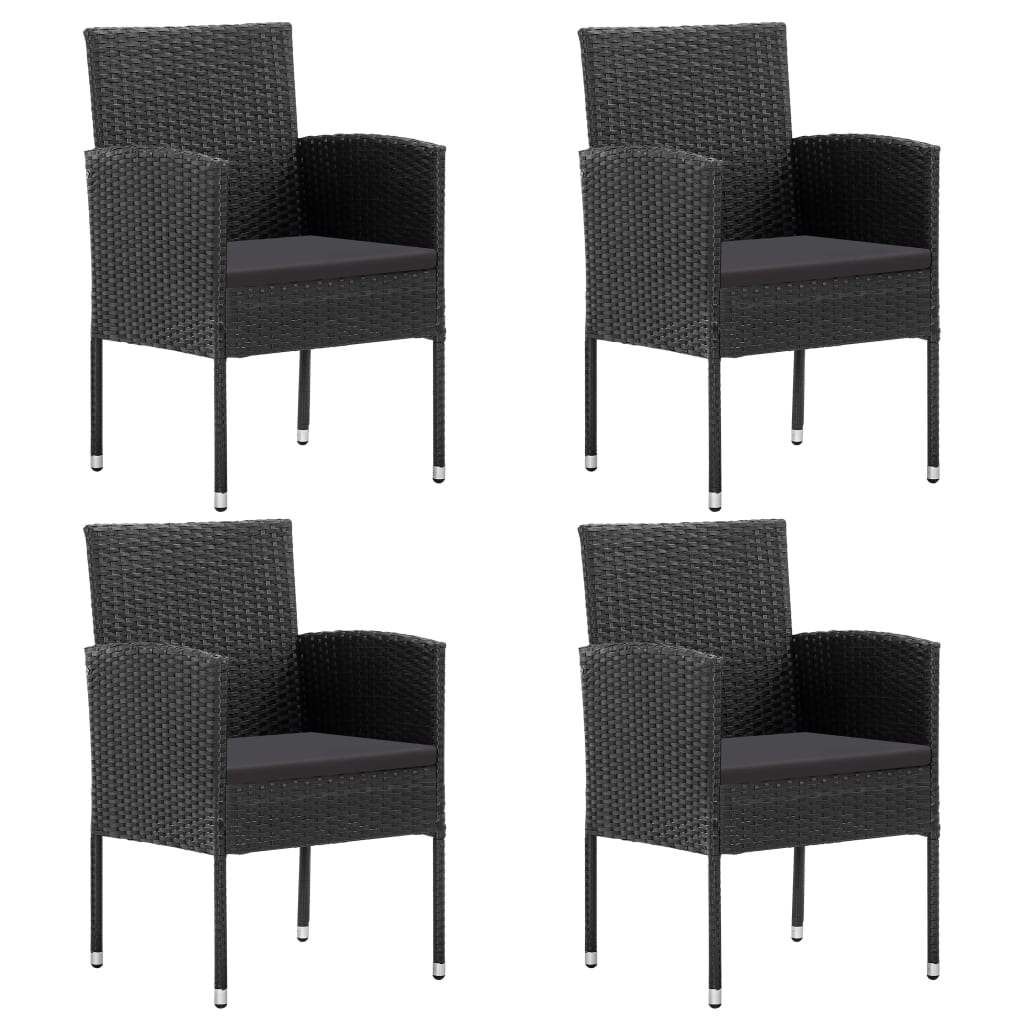 Ensemble à manger de jardin 5 pcs noir résine tressée et acier