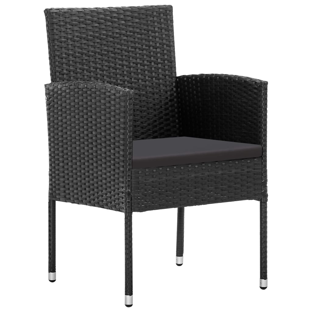 Ensemble à manger de jardin 5 pcs noir résine tressée et acier
