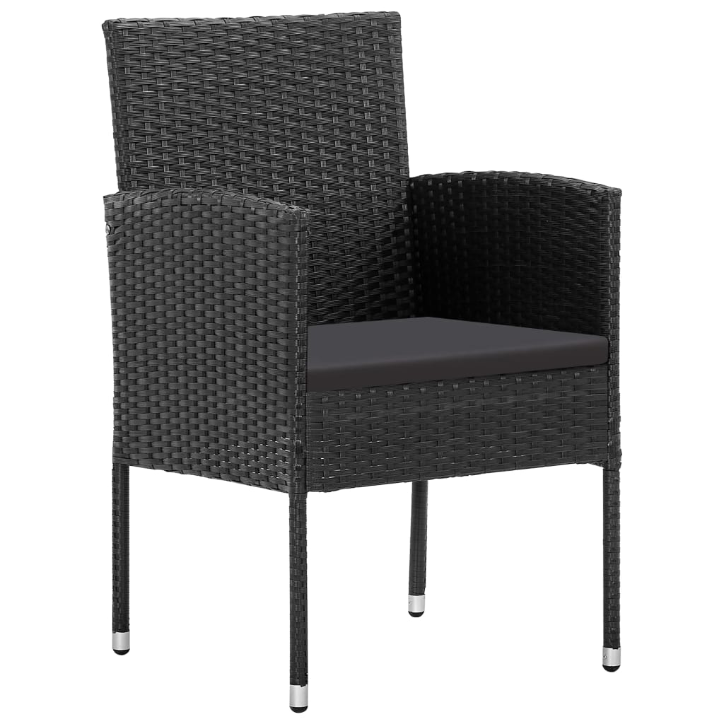 Ensemble à manger de jardin 5 pcs noir résine tressée et acier