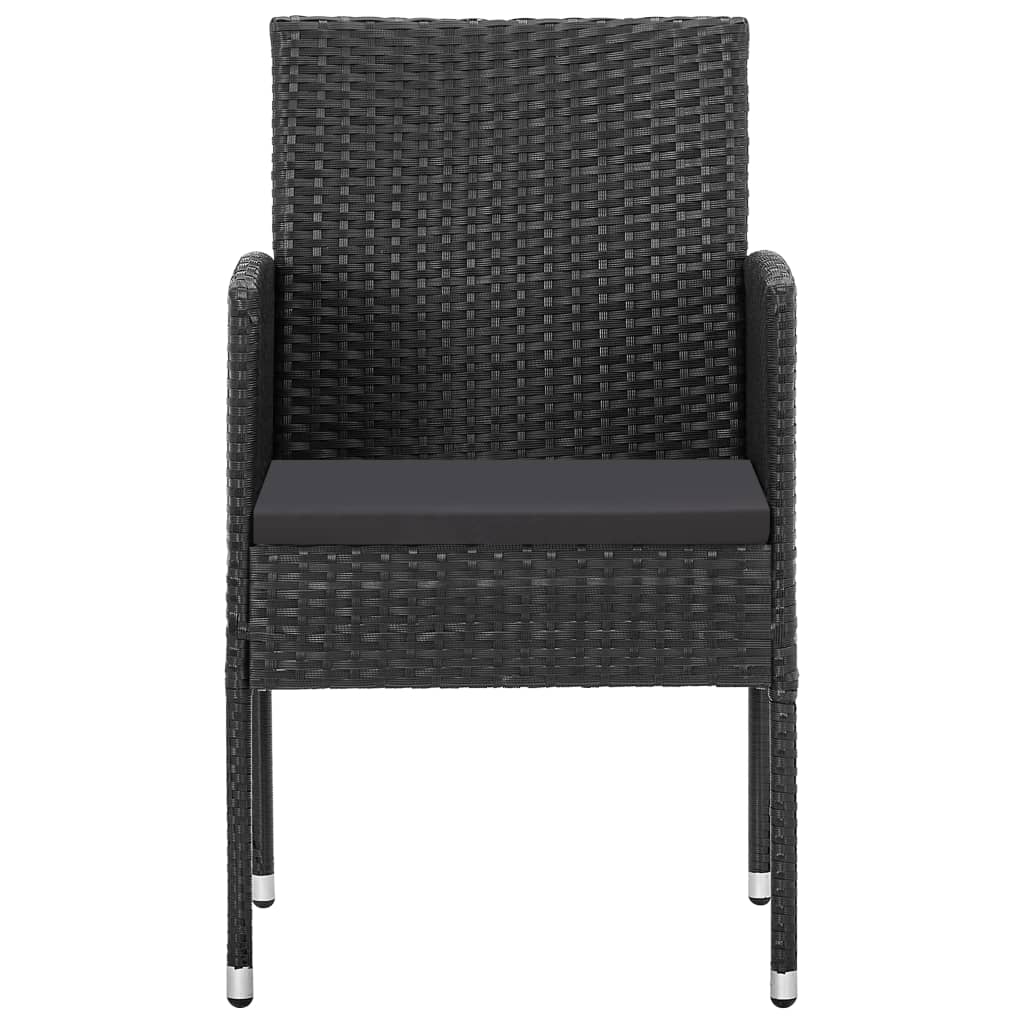 Ensemble à manger de jardin 5 pcs noir résine tressée et acier