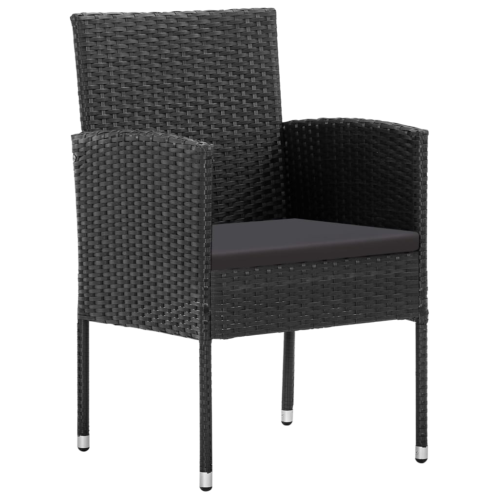 Ensemble à manger de jardin 5 pcs noir résine tressée et acier