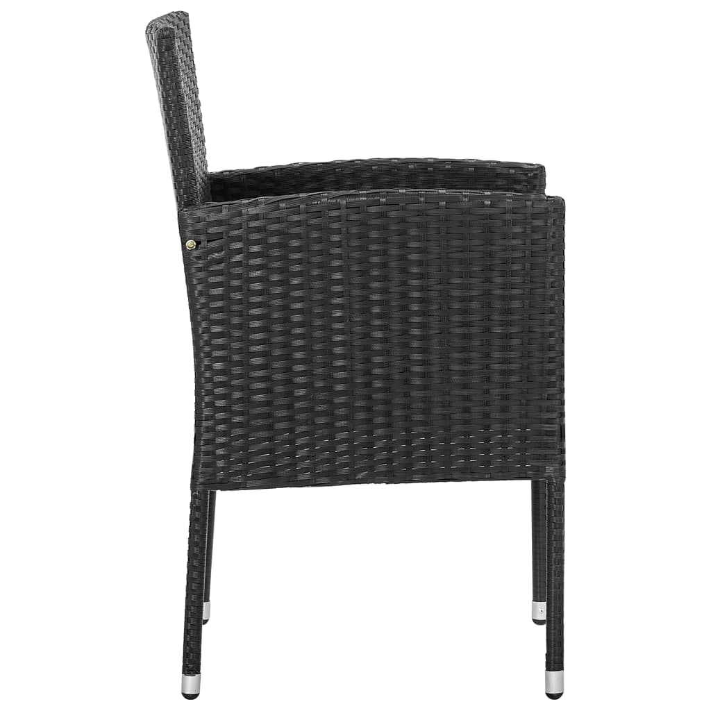 Ensemble à manger de jardin 9 pcs noir résine tressée et acier