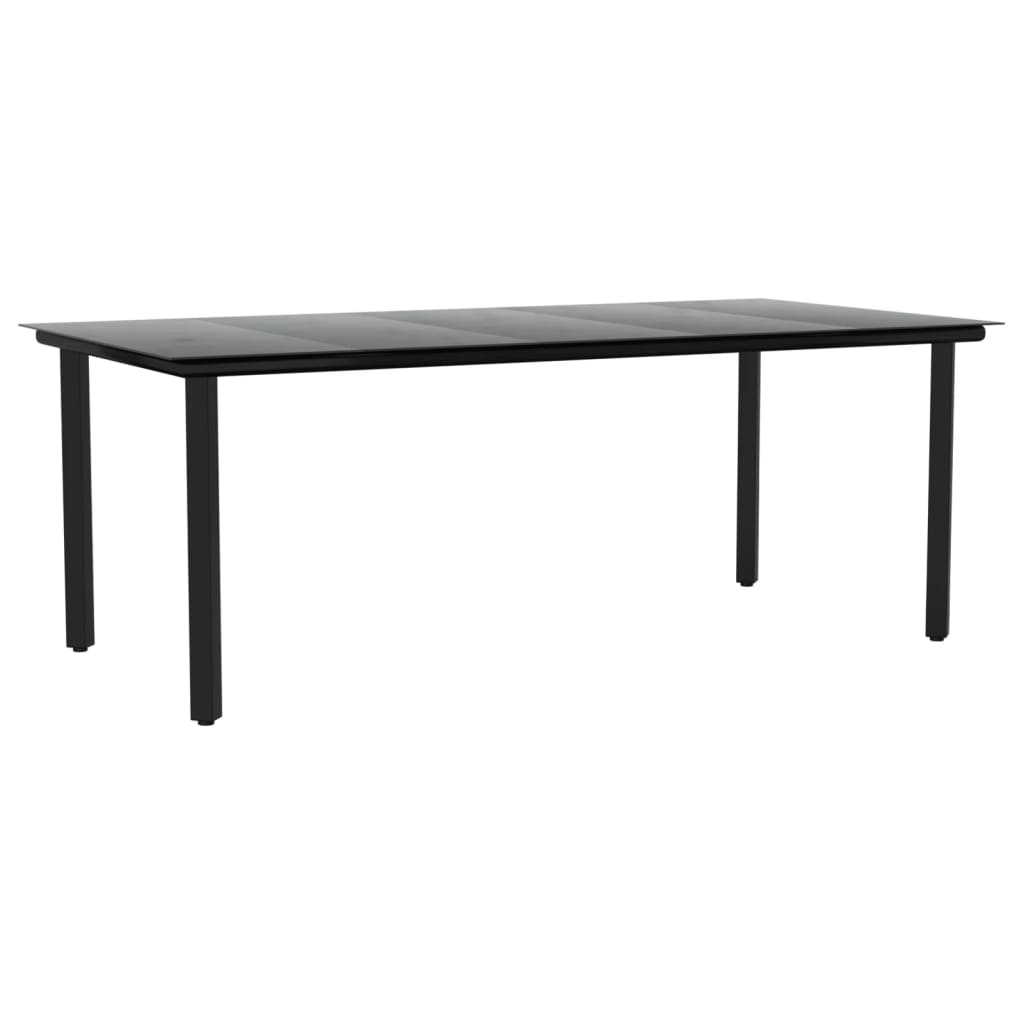 Ensemble à manger de jardin 9 pcs noir résine tressée et acier