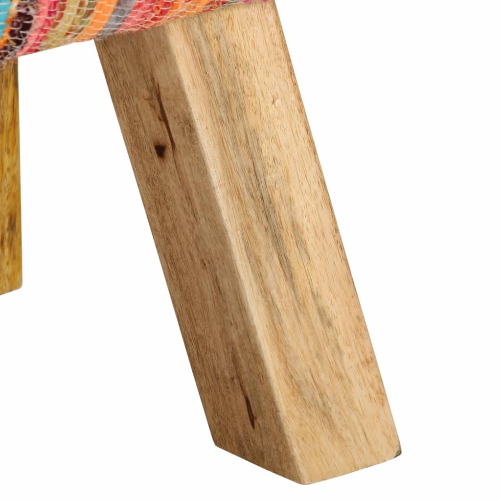 Banc multicolore 160 cm tissu chindi et bois de manguier massif - XIOS
