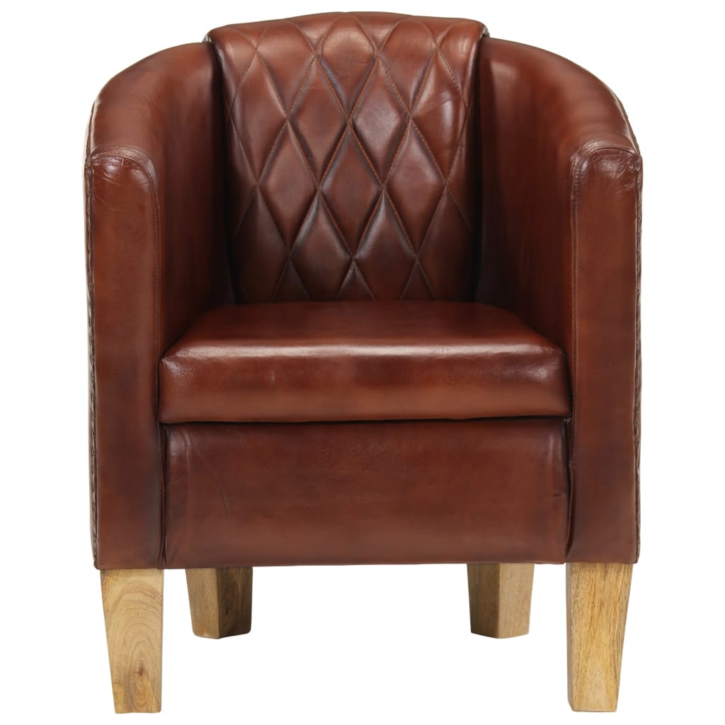 Chaise cabriolet marron cuir véritable - XIOS
