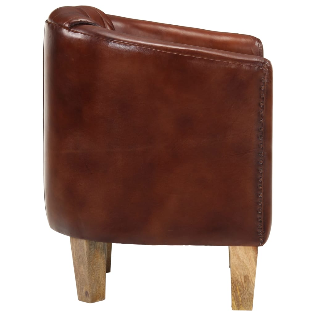 Chaise cabriolet marron cuir véritable