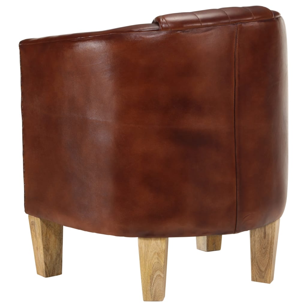 Chaise cabriolet marron cuir véritable