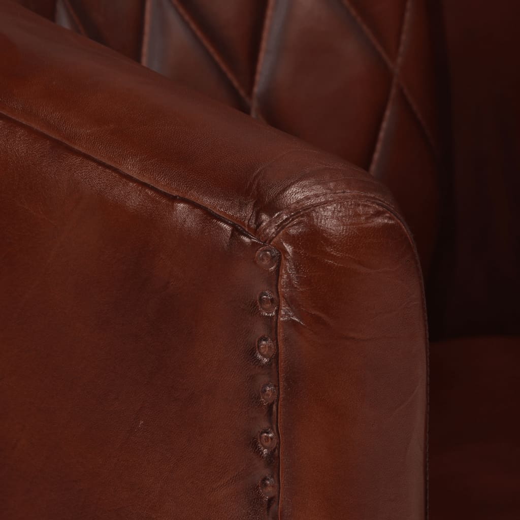 Chaise cabriolet marron cuir véritable