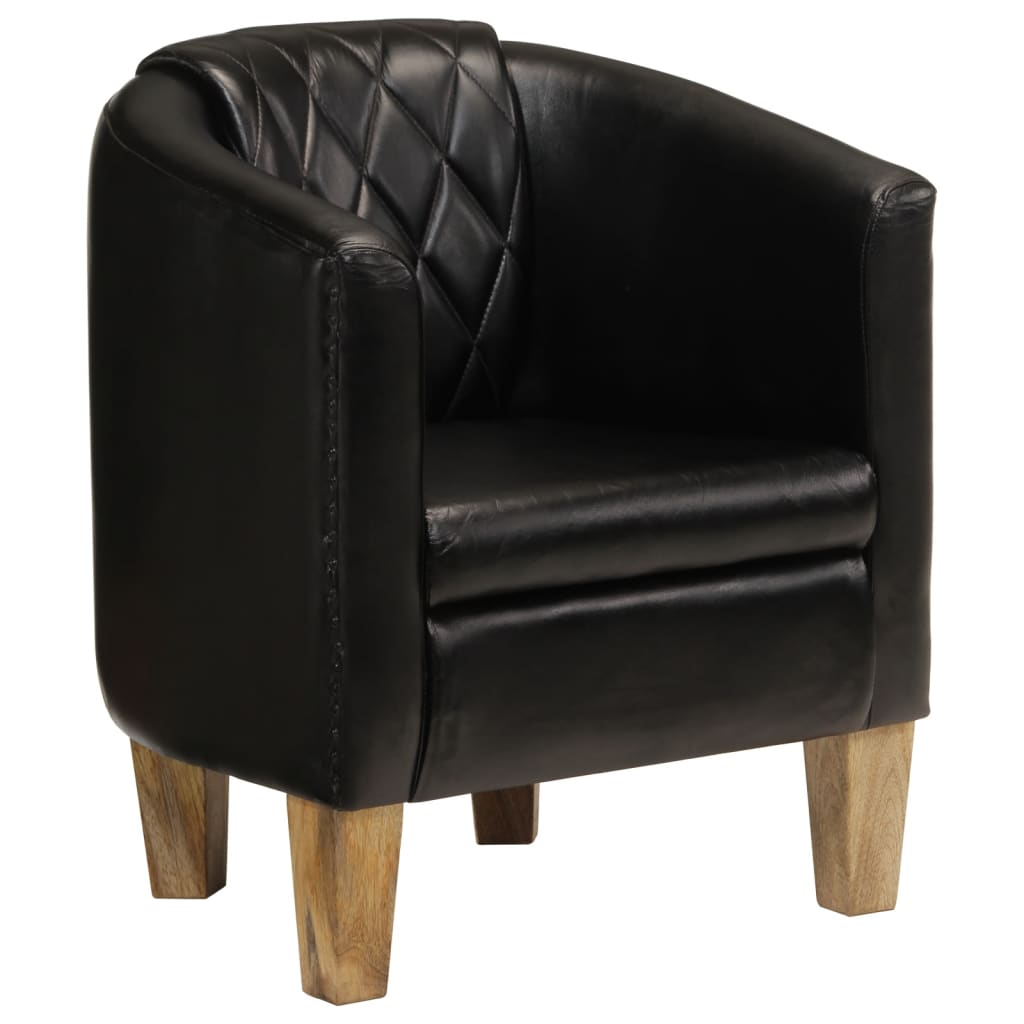 Chaise cabriolet noir cuir véritable - XIOS