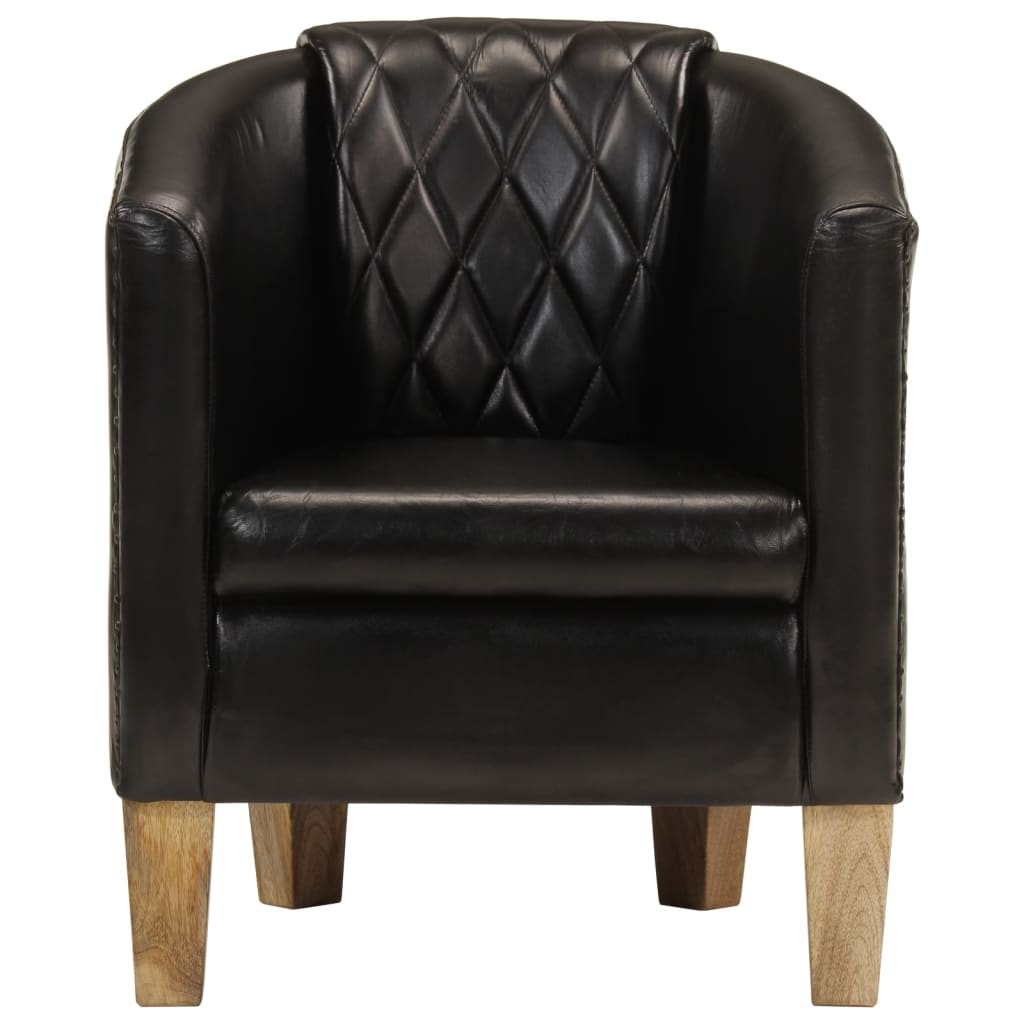 Chaise cabriolet noir cuir véritable - XIOS