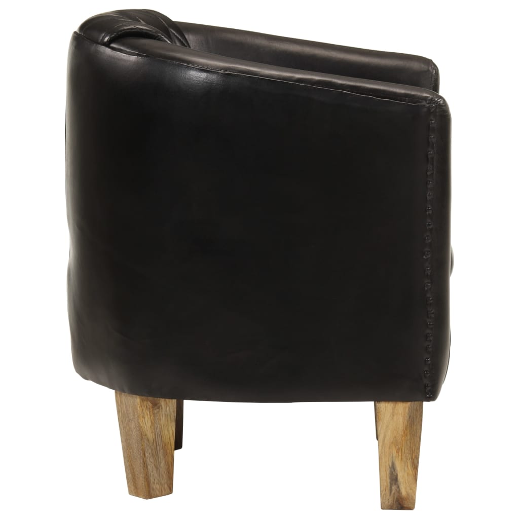 Chaise cabriolet noir cuir véritable - XIOS