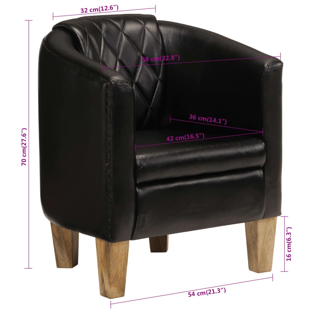 Chaise cabriolet noir cuir véritable - XIOS