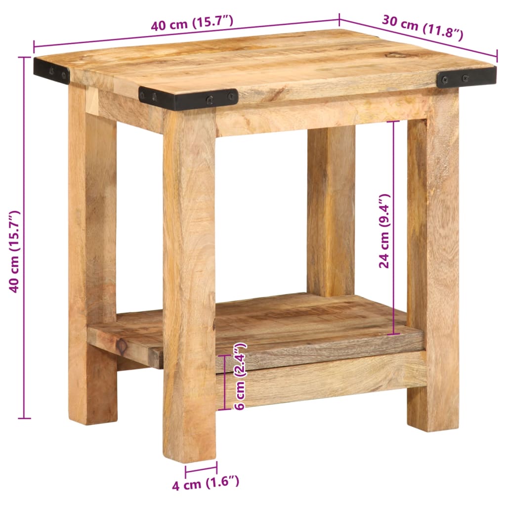 Table d'appoint 40x30x40 cm bois massif de manguier brut - XIOS