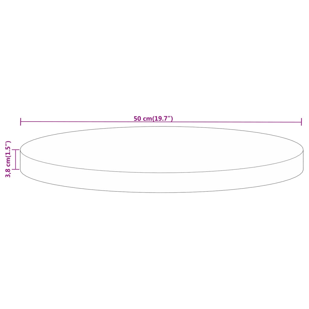 Dessus de table Ø 50x3,8 cm rond bois massif de manguier brut - XIOS