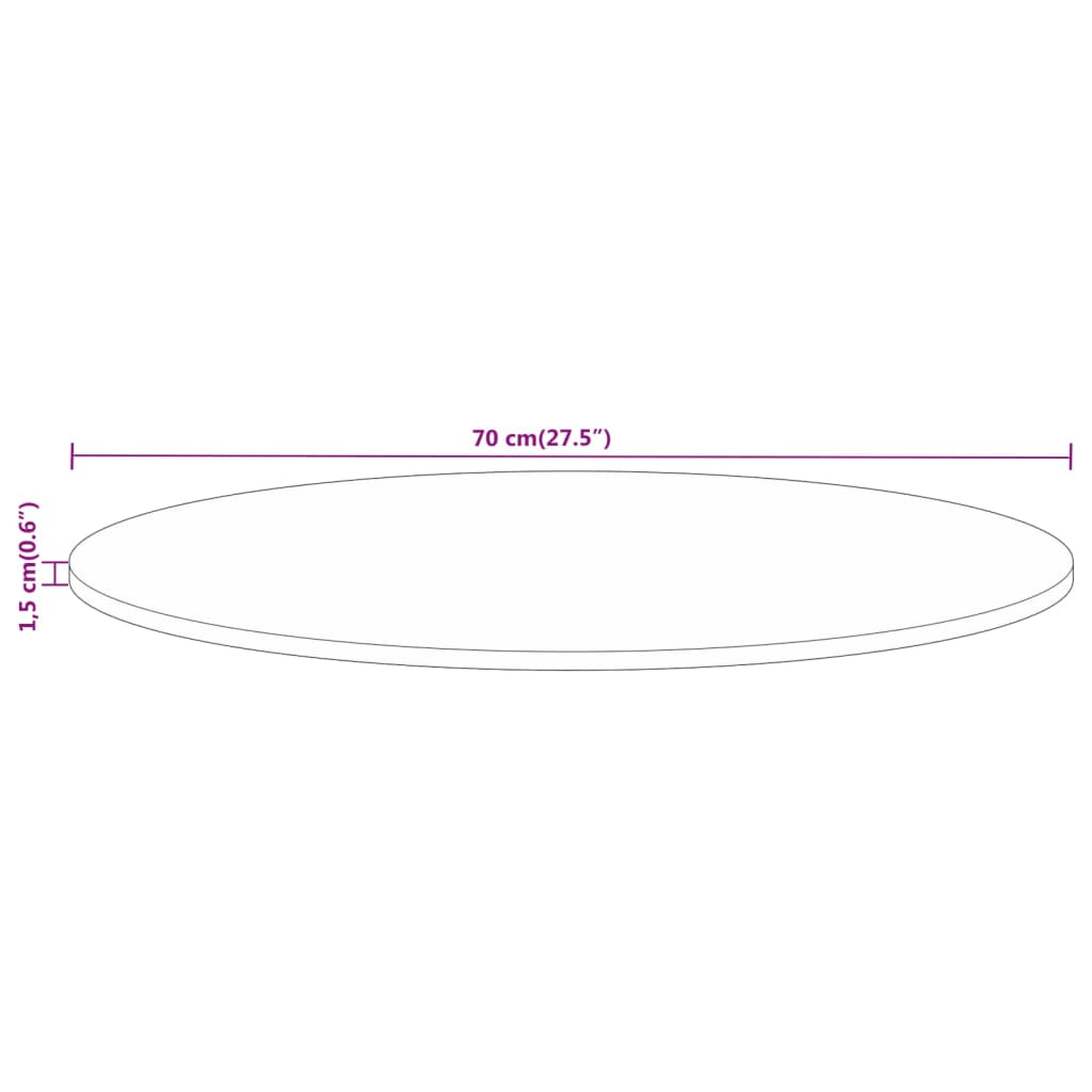 Dessus de table Ø 70x1,5 cm rond bois massif de manguier brut - XIOS