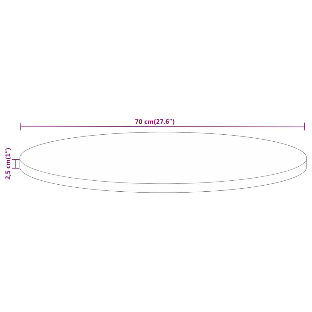 Dessus de table Ø 70x2,5 cm rond bois massif de récupération - XIOS