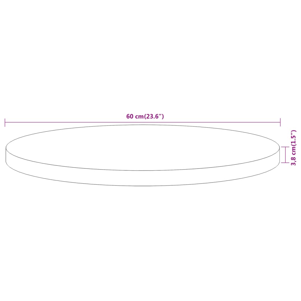 Dessus de table Ø60x3,8 cm rond bois massif d'acacia - XIOS