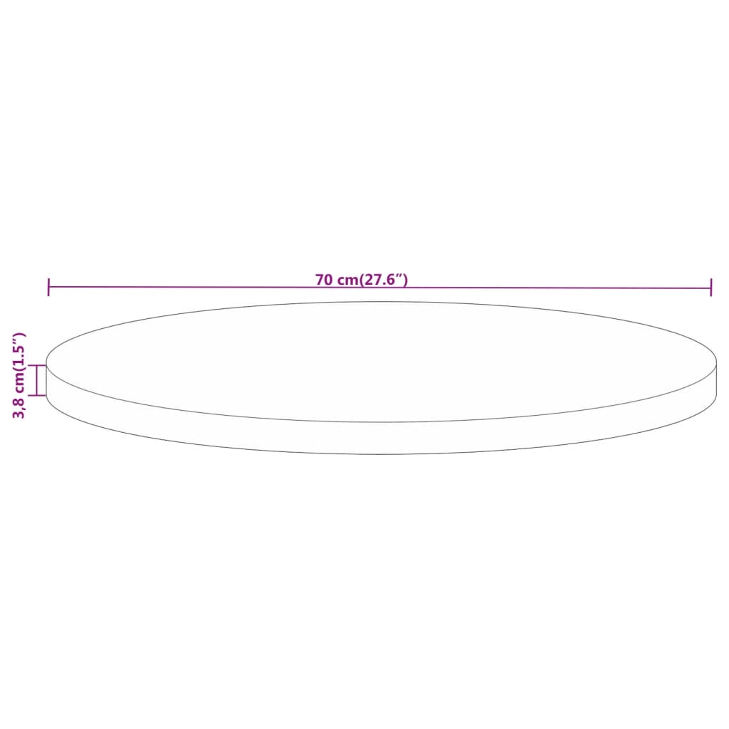 Dessus de table Ø 70x3,8 cm rond bois de manguier massif - XIOS