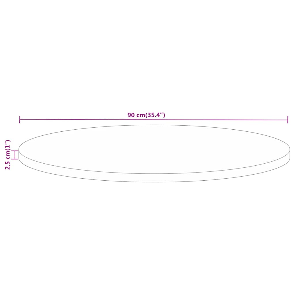 Dessus de table Ø 90x2,5 cm rond bois de manguier massif - XIOS