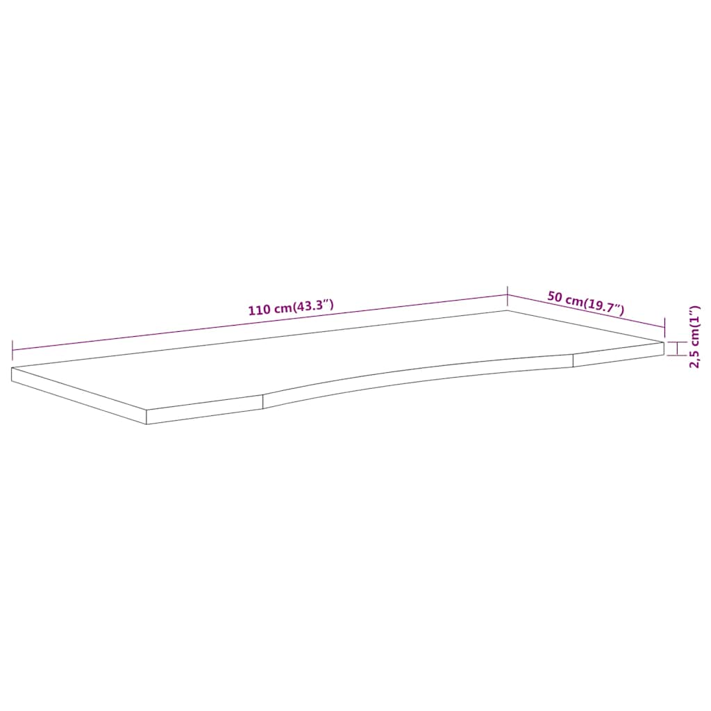 Dessus de bureau 110x50x2,5 cm rectangulaire bois massif acacia - XIOS