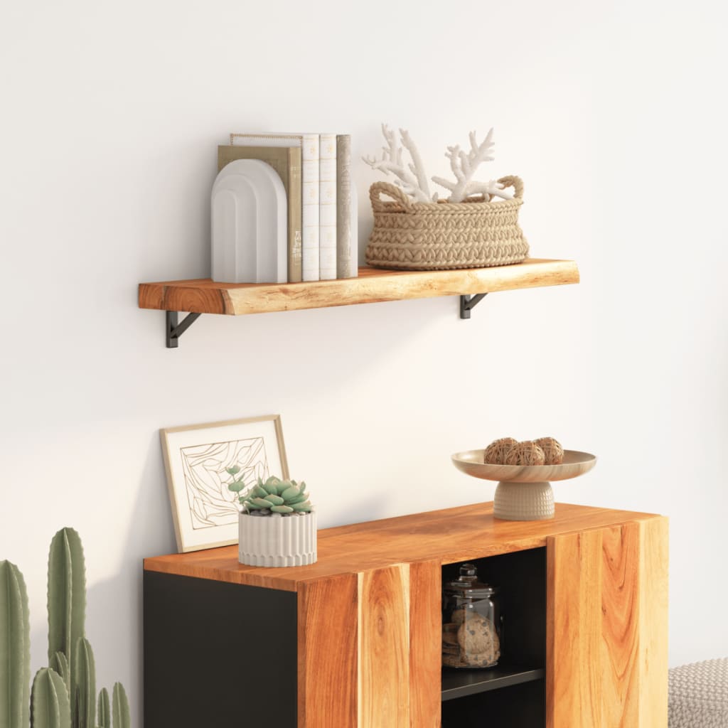 Étagère murale rectangulaire massif acacia bordure assortie - XIOS