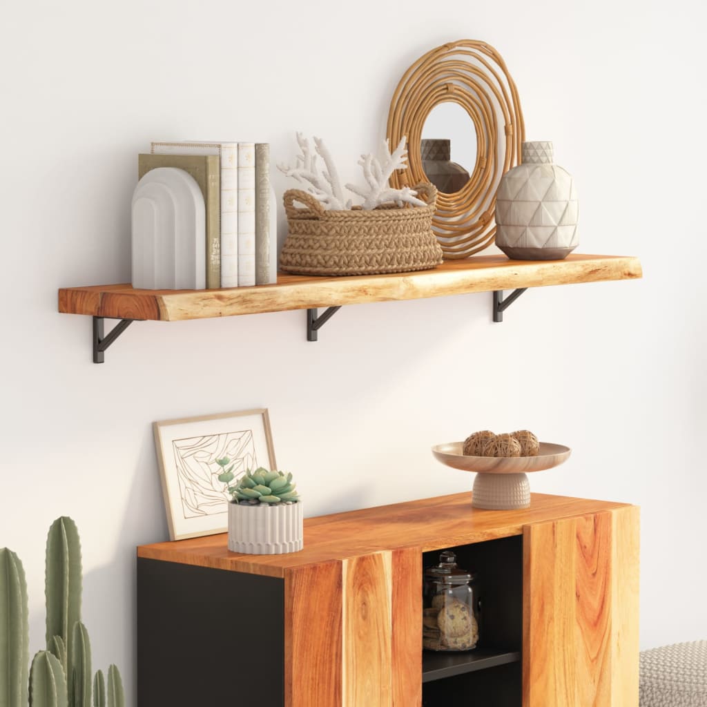 Étagère murale rectangulaire massif acacia bordure assortie - XIOS