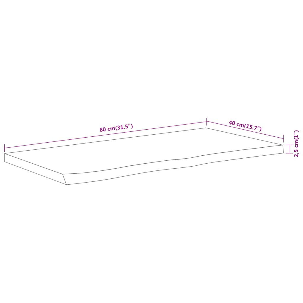 Dessus de table 80x40x2,5 cm rectangulaire bois massif acacia - XIOS