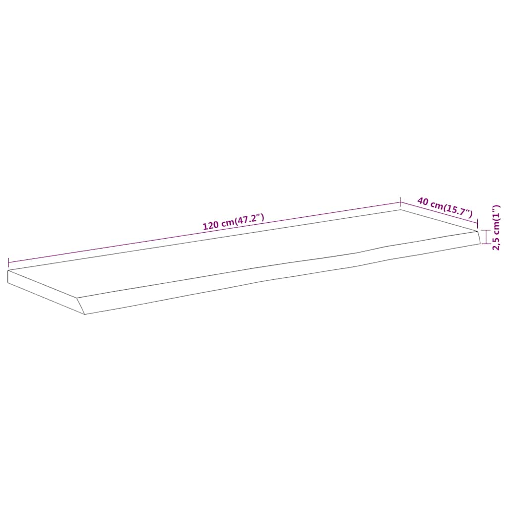 Dessus de table 120x40x2,5 cm rectangulaire bois massif acacia - XIOS