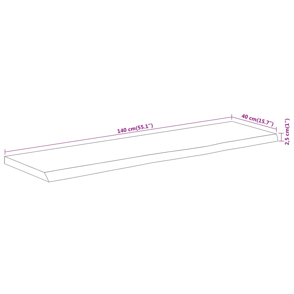 Dessus de table 140x40x2,5 cm rectangulaire bois massif acacia - XIOS