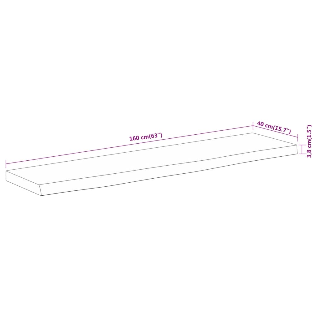 Dessus de table 160x40x3,8 cm rectangulaire bois massif acacia - XIOS