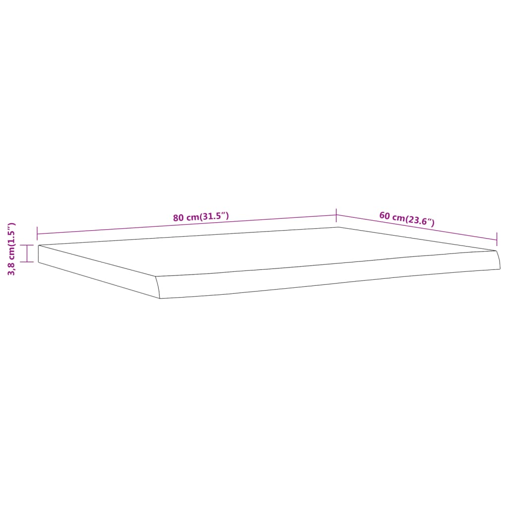 Comptoir de salle de bain 80x60x3,8 cm rectangulaire acacia - XIOS