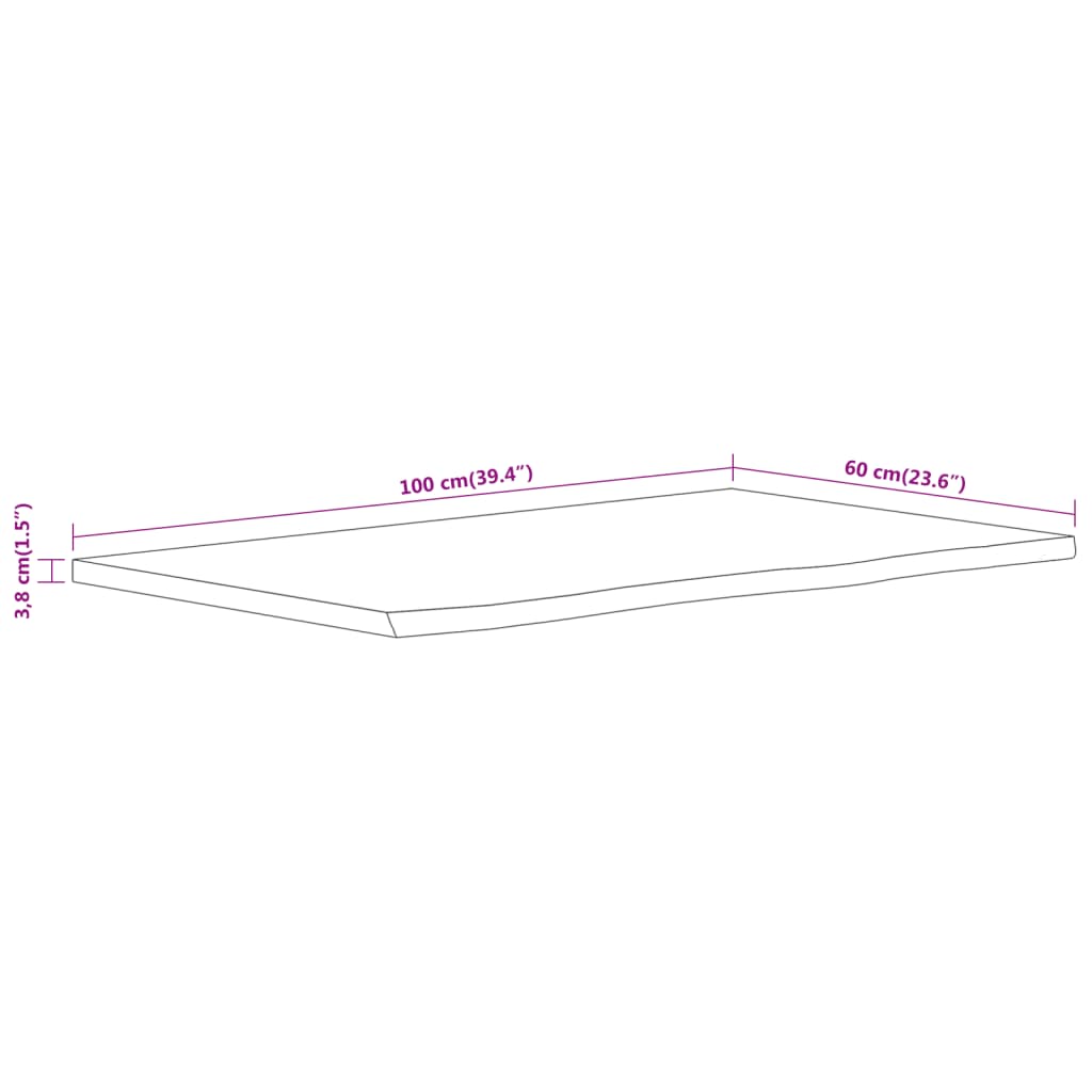 Comptoir de salle de bain 100x60x3,8 cm rectangulaire acacia - XIOS