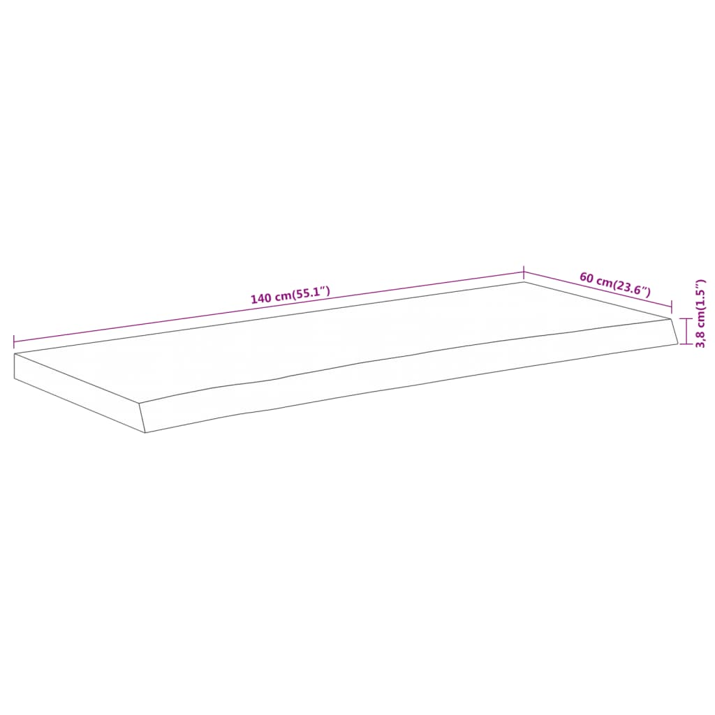 Comptoir de salle de bain 140x60x3,8 cm rectangulaire acacia - XIOS