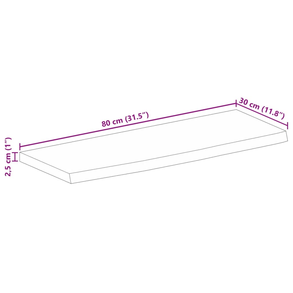 Dessus de table à bord vivant 80x30x2,5 cm bois massif manguier - XIOS