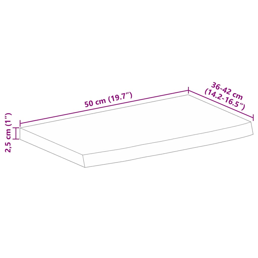 Dessus de table à bord vivant 50x40x2,5 cm bois massif manguier - XIOS