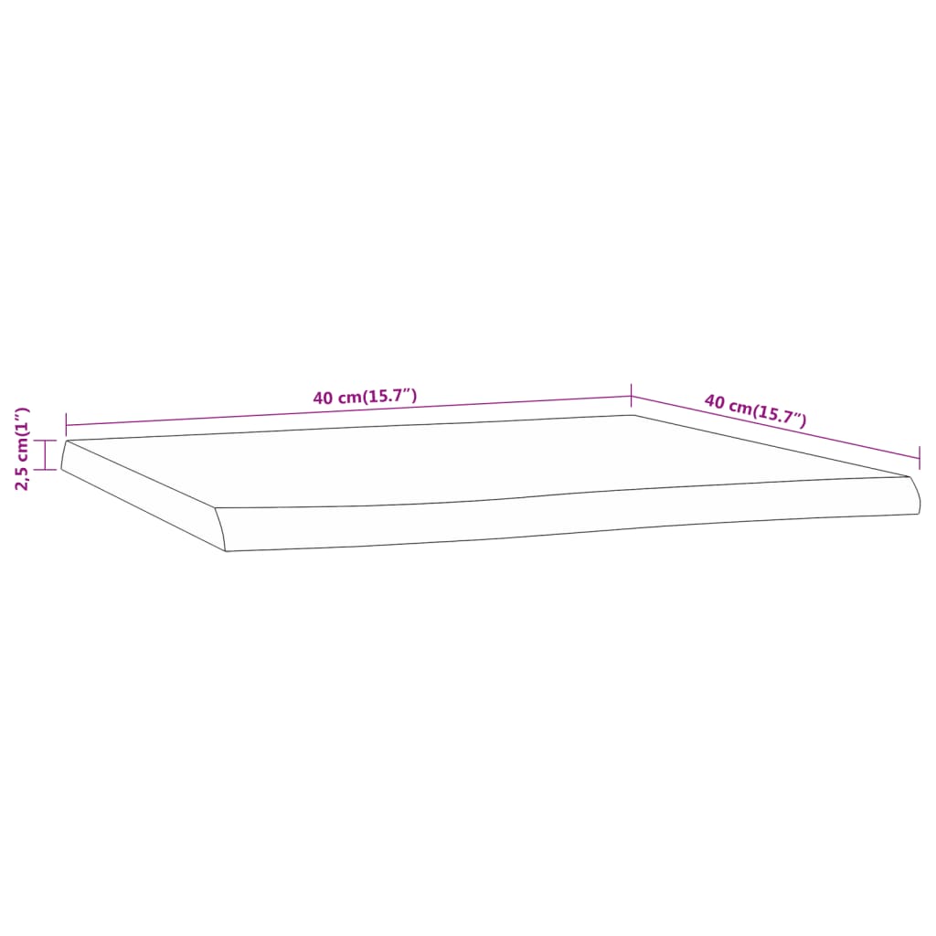 Dessus de table 40x40x2,5 cm rectangulaire bois massif d'acacia - XIOS