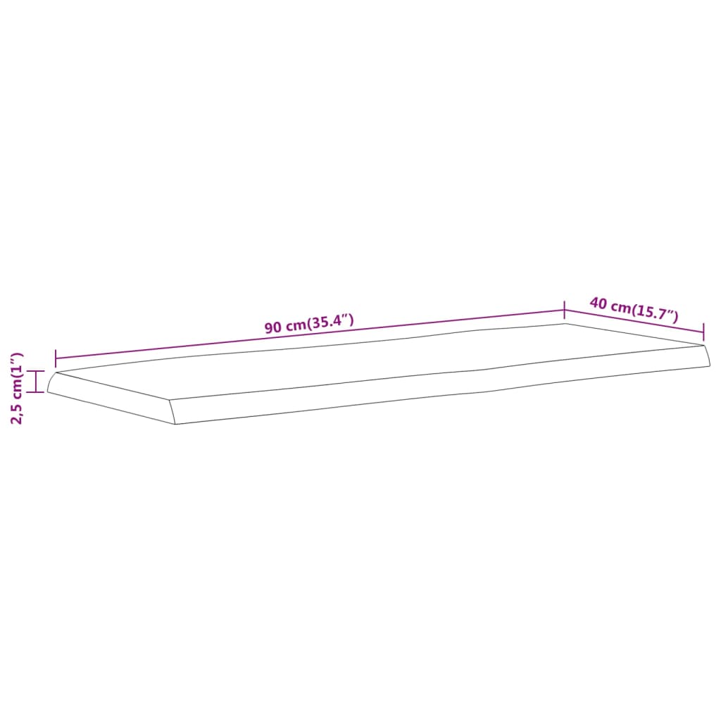 Dessus de table 90x40x2,5 cm rectangulaire bois massif acacia - XIOS